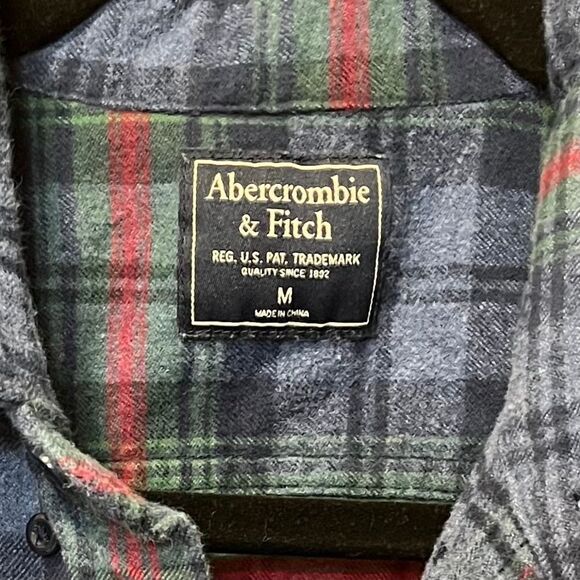 Abercrombie M flannel Abercrombie & fitch blue women’s red green EUC plaid - Picture 6 of 6